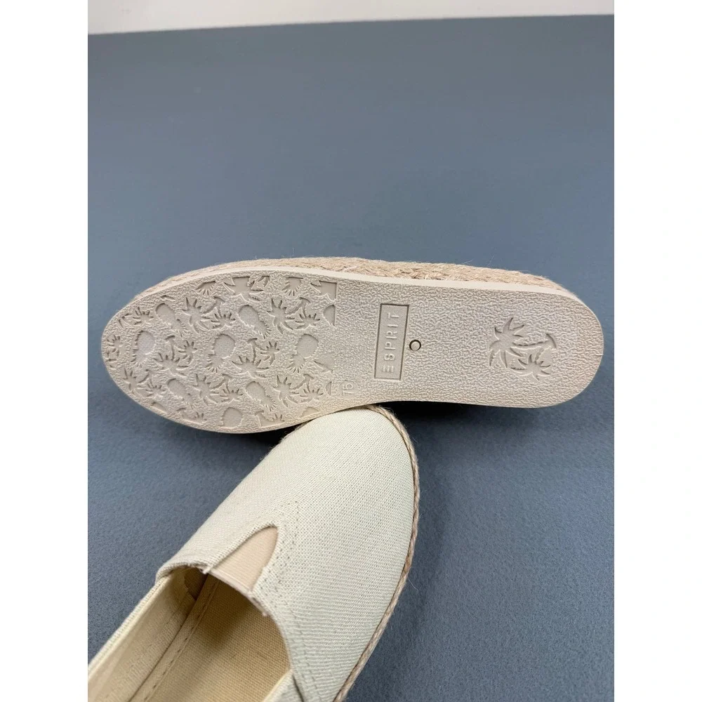 Esprit Ellery Espadrille Flat Womens 7.5 Natural Linen Slip On‎ Shoes NEW